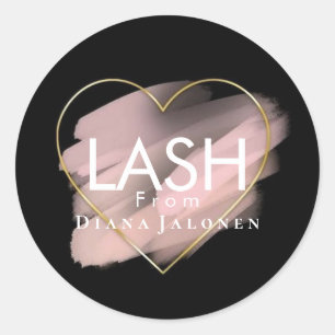 Schoonheidssalon Glitter Roze Lash Metal Zilver Ronde Sticker