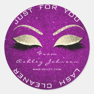 Schoonheidssalon Glitter Roze Orchidee Goud Lash C Ronde Sticker