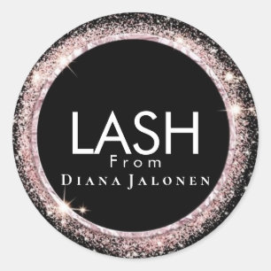 Schoonheidssalon Glitter Roze Wimper Metaal Zilver Ronde Sticker
