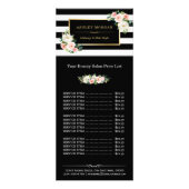 Schoonheidssalon Gold Blush Floral Stripes Prijsli Reclamekaart (Voorkant)