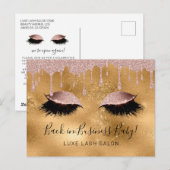 Schoonheidssalon Gold Glitter Heropening COVID19 Briefkaart (Voorkant / Achterkant)