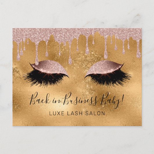 Schoonheidssalon Gold Glitter Heropening COVID19 Briefkaart (Voorkant)