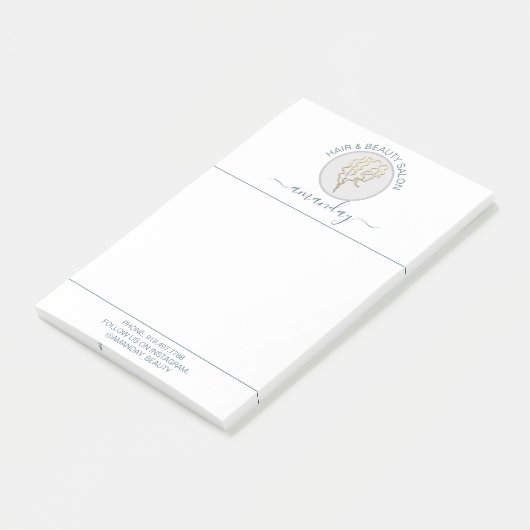 Schoonheidssalon Golden Logo Kapper Wit Elegant Post-it® Notes (Schuin)