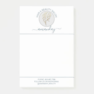 Schoonheidssalon Golden Logo Kapper Wit Elegant Post-it® Notes