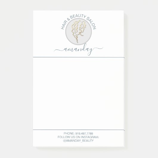 Schoonheidssalon Golden Logo Kapper Wit Elegant Post-it® Notes (Voorkant)