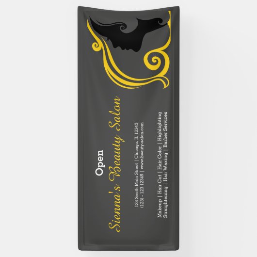 Schoonheidssalon (goud) * kies achtergrondkleur spandoek (Verticaal)