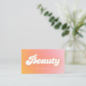 Schoonheidssalon Groovy Retro Peach Visitekaartje (Staand voorkant)