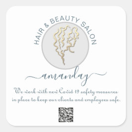 Schoonheidssalon Haar Heropenen Logo Haar QR CODE  Vierkante Sticker