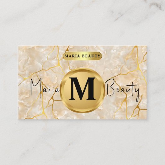 Schoonheidssalon Haar Make Up Artiest Bruin goud m Visitekaartje (Voorkant)