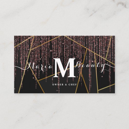 Schoonheidssalon Haar Make Up Artist Roos goud zwa Visitekaartje (Voorkant)