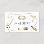 Schoonheidssalon Haar Stylist Geometrisch Goud Lij Visitekaartje (Voorkant)