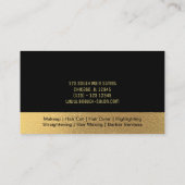 Schoonheidssalon Haar Stylist Metallic Goud + Zwar Visitekaartje (Achterkant)
