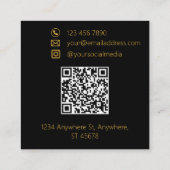 schoonheidssalon | Haarsalon | Zwart & Goud Vierkante Visitekaartje (Achterkant)