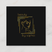 schoonheidssalon | Haarsalon | Zwart & Goud Vierkante Visitekaartje (Voorkant)