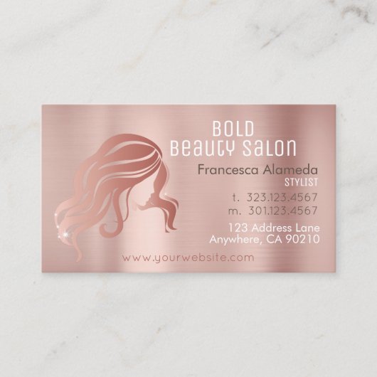 Schoonheidssalon Haarstylist Geborsteld Roos Goud  Visitekaartje (Voorkant)