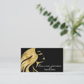 Schoonheidssalon Hair Stylist Brushed Black & Gold Visitekaartje (Staand voorkant)