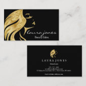 Schoonheidssalon Hair Stylist Brushed Black & Gold Visitekaartje (Voorkant / Achterkant)