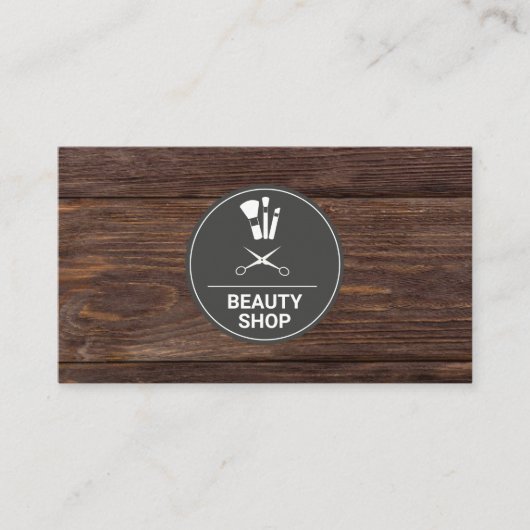 Schoonheidssalon Houten Monogram Visitekaartje (Voorkant)