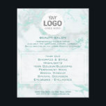 schoonheidssalon je logo op blauwgroen marmer flyer<br><div class="desc">schoonheidssalon professionele make - up kunstenaar flyer</div>