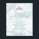 schoonheidssalon je logo op blauwgroen marmer flyer<br><div class="desc">schoonheidssalon professionele make - up kunstenaar flyer</div>