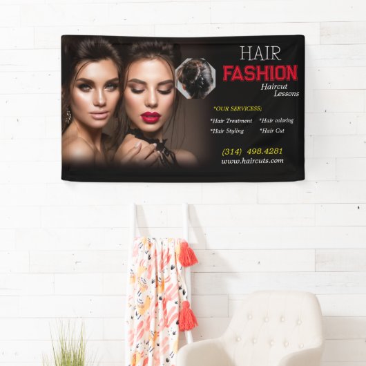 schoonheidssalon kapsel schaar kapper modern spandoek (Insitu)