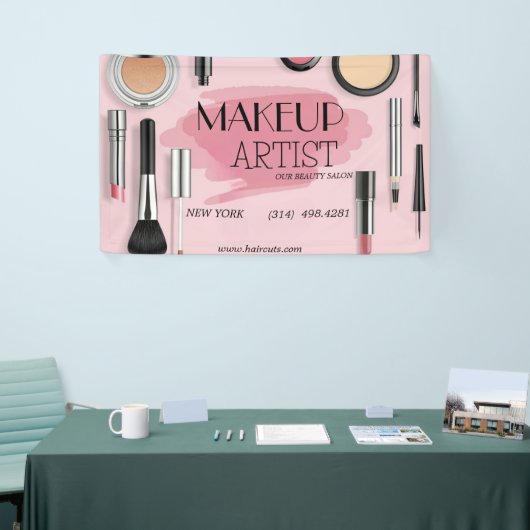 Schoonheidssalon kapsel schaar make-up artiest mod spandoek (Beurs)