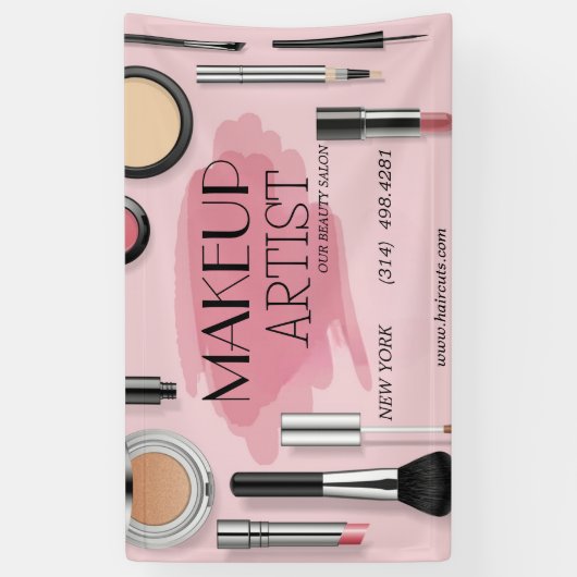 Schoonheidssalon kapsel schaar make-up artiest mod spandoek (Verticaal)