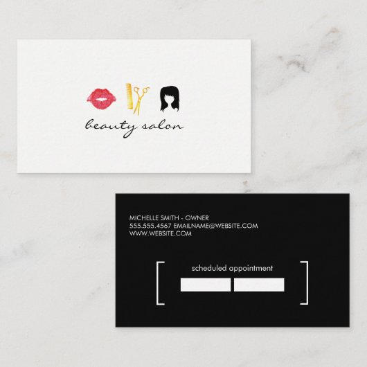 Schoonheidssalon / klein / Afspraak Afsprakenkaartje (Voorkant / Achterkant)