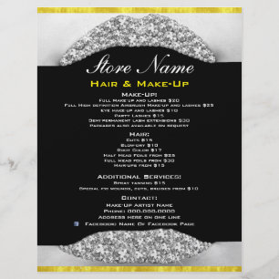 Schoonheidssalon Lijst van diensten Flyer Diamante