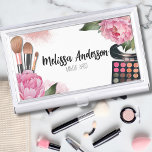 Schoonheidssalon make-up artiest visitekaarthouder<br><div class="desc">Deze print barst van levendige tinten en grillige bloei en is een visueel feest perfect voor make-upartiesten, schoonheidsbloggers, influencers en iedereen die op zoek is naar een vleugje kleurrijke bloemenelegantie met een vleugje glam. Met felroze pioenrozen, make-uppalet en make-upborstels. U kunt alle tekst aanpassen. Waterverf Floral Beauty Salon Make-up Artiest...</div>