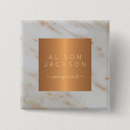 Schoonheidssalon medewerker koper metallic grijs m vierkante button 5,1 cm