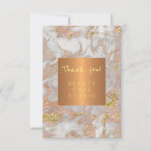 Schoonheidssalon metallic koper grijs marmer dank  bedankkaart (Voorkant)