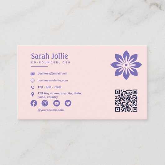 Schoonheidssalon Minimalistische scanbare QR-code Visitekaartje (Achterkant)