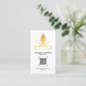 Schoonheidssalon Moderne QR-code Online Boeking Visitekaartje (Staand voorkant)