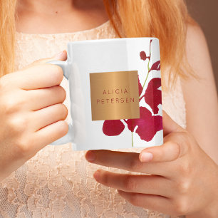 Schoonheidssalon naam glam koper waterverf bloeit koffiemok