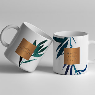 Schoonheidssalon naam glam koperen waterverf gebla koffiemok