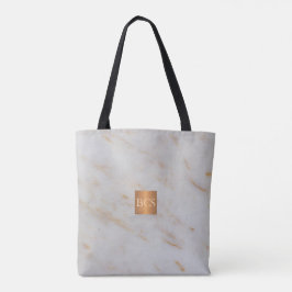 Schoonheidssalon naam goud koper marmer monogram tote bag