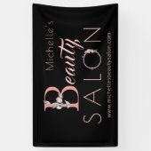 Schoonheidssalon naam roze bloemenglitter glam zwa spandoek (Verticaal)