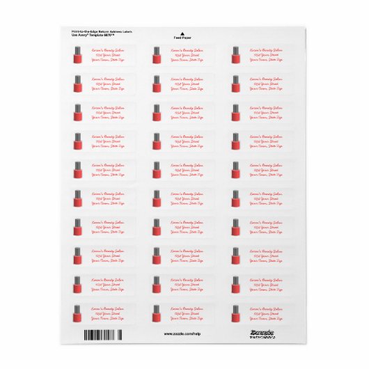 Schoonheidssalon Nagellak Retouradres Labels (Full Sheet)
