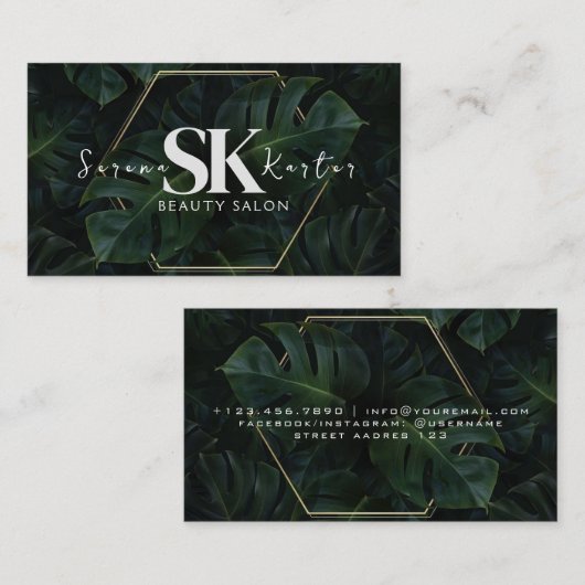 Schoonheidssalon Neon Abstract Vrouw Modern Visitekaartje (Voorkant / Achterkant)