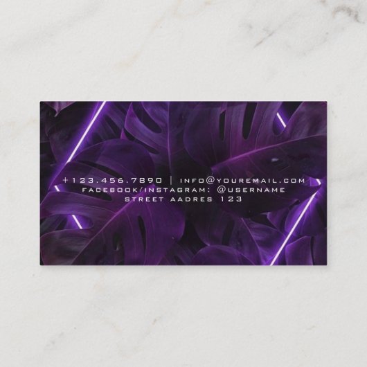 Schoonheidssalon Neon Abstract Vrouw Modern Visitekaartje (Achterkant)