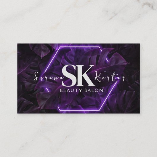Schoonheidssalon Neon Abstract Vrouw Modern Visitekaartje (Voorkant)