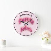 Schoonheidssalon roze gloed op lichtroze elke naam grote klok (Huis)