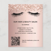 Schoonheidssalon roze gouden glitter make-up QR-co Flyer (Voorkant)