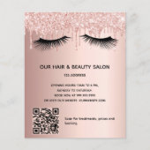 Schoonheidssalon roze gouden glitters make-up QR-c Flyer (Voorkant)