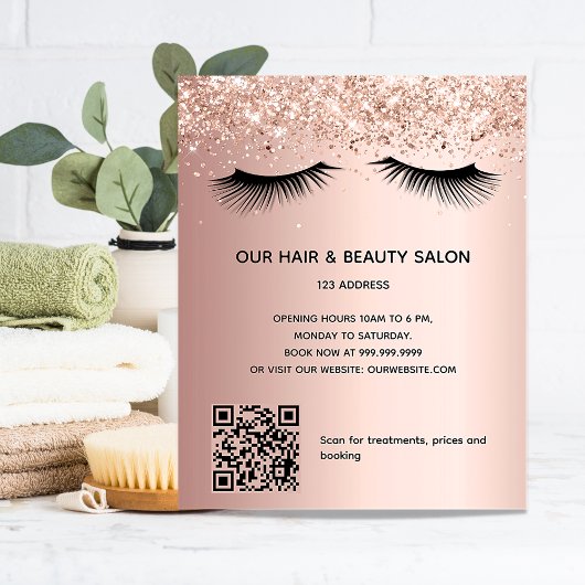 Schoonheidssalon roze gouden glitters make-up QR-c Flyer