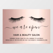 Schoonheidssalon roze gouden wimpers raamsticker (Vel)
