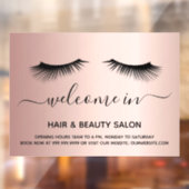 Schoonheidssalon roze gouden wimpers welkom raamsticker (Vel 2)