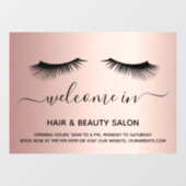 Schoonheidssalon roze gouden wimpers welkom raamsticker (Vel)