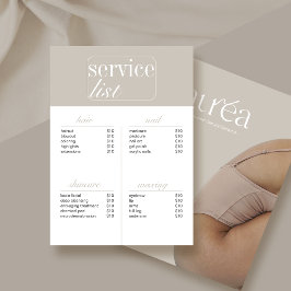 Schoonheidssalon Service prijslijst